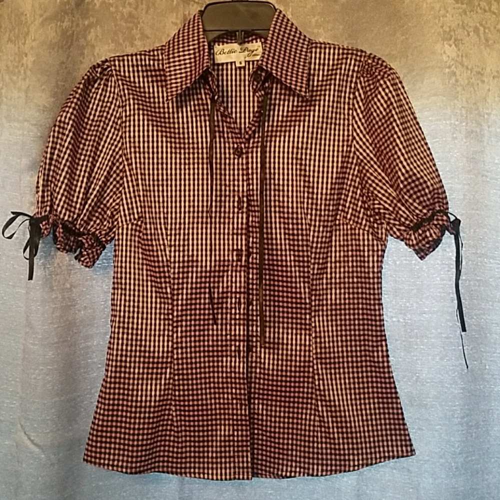 Bettie Page tie neck shirt